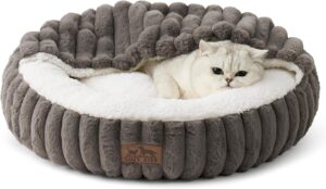 Cat Bed with Hooded Blanket, Round ...
