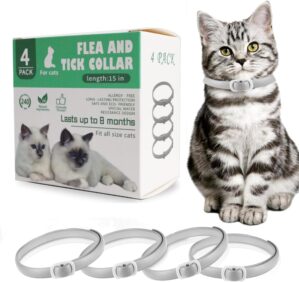 4 Pcs Adjustable Collars for Cats W...