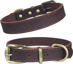 QRDA Brown Leather Dog Collar with ...