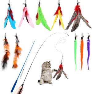 Hianjoo Feather Teaser Cat Toy Set ...