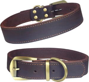 QRDA Leather Dog Collar Brown Dog T...