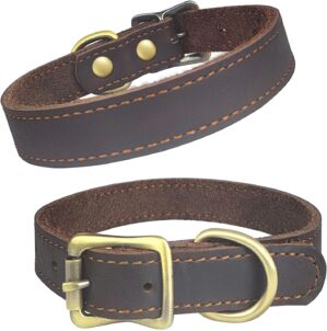 QRDA Brown Leather Dog Collar with ...