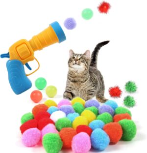 Cat Ball Toy Launcher Gun 37pcs Cat...