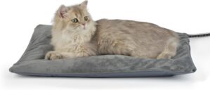 Outdoor Heated Cat Bed, Soft Pet He...