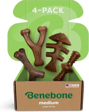 Benebone 4-Pack Durable Dog Chew To...
