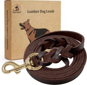 FAIRWIN Leather Dog Leash Braided G...