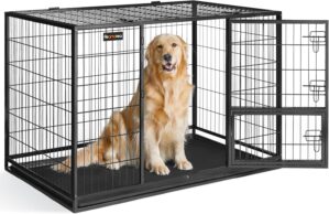 Feandrea Heavy-Duty Dog Crate, Meta...