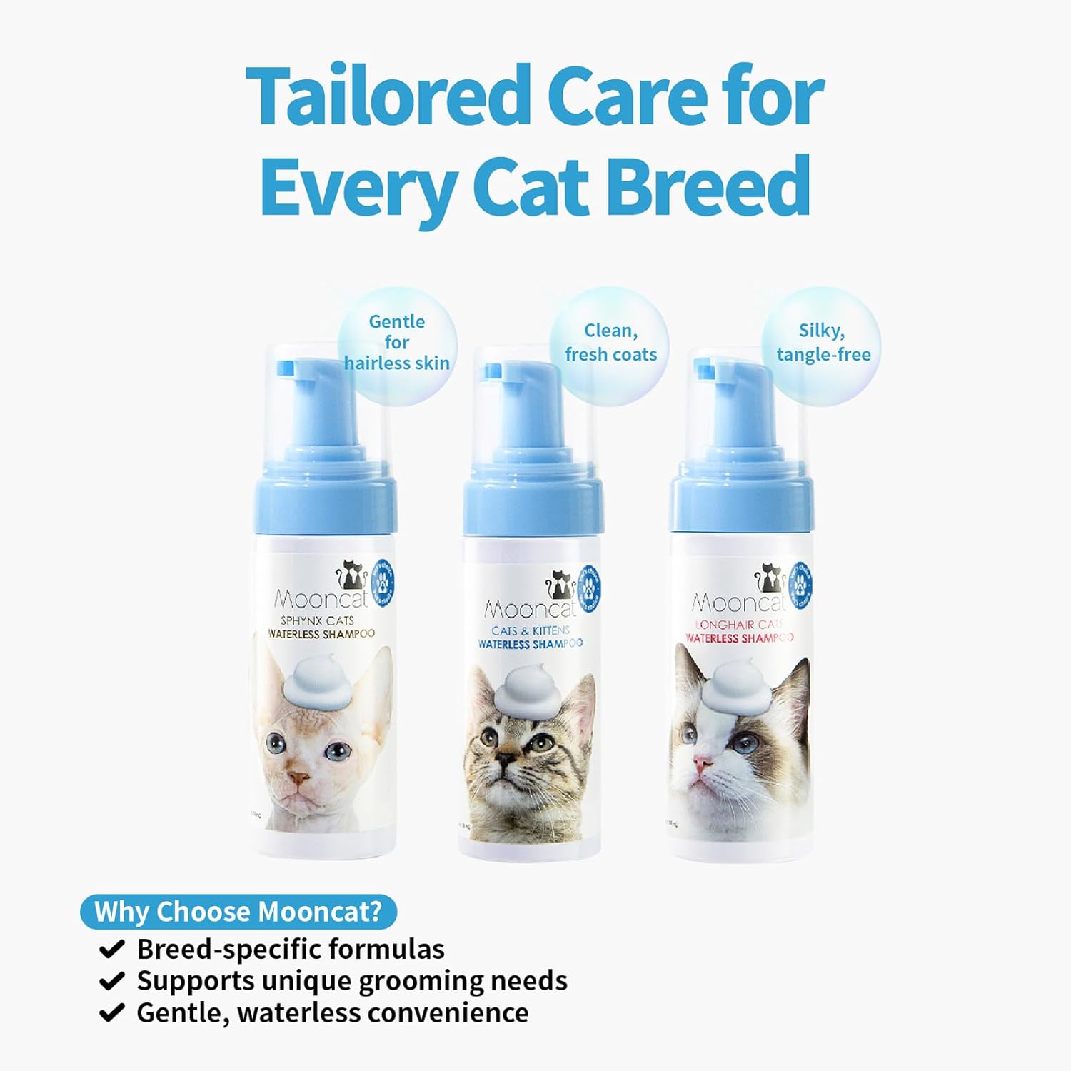 Mooncat Waterless Cat Shampoo, 100% Licking Safe & Vet Approved No Rinse Dry Bath Foam - Gentle Deodorizer for Short Haired Cats, Seniors & Kittens - Soothes Sensitive Skin, Reduces Dander & Odor - Image 9