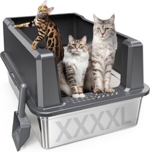 XXL Stainless Steel Cat Litter Box ...