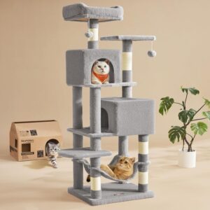 Feandrea Cat Tree, 61-Inch Cat Towe...