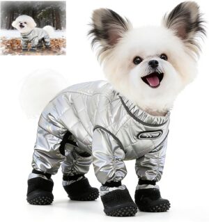 Dog Winter Coat with Attached Boots...