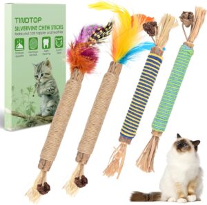TINDTOP Cat Chew Toys, 4 Pack Silve...
