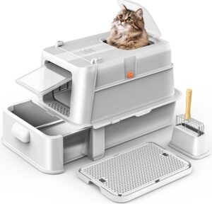 Enclosed Stainless Steel Cat Litter...
