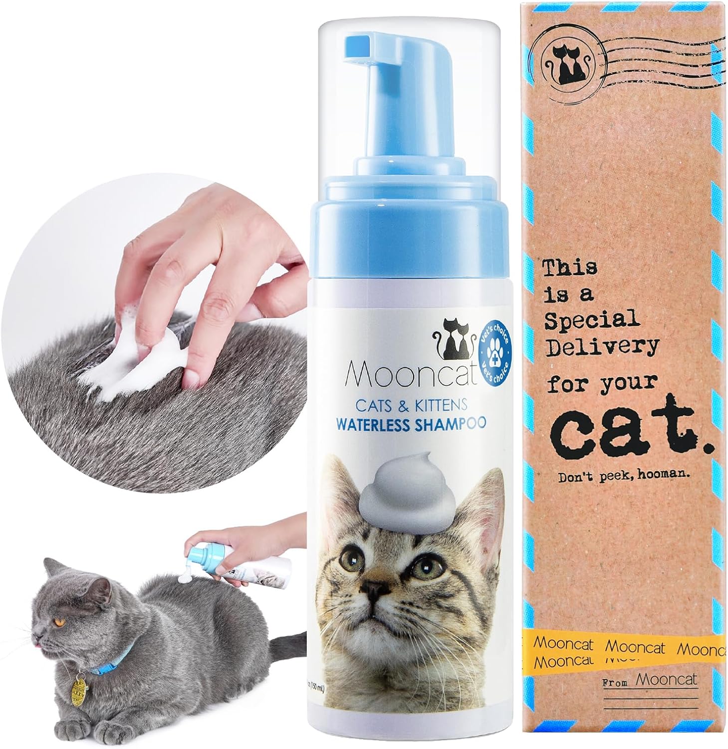 Mooncat Waterless Cat Shampoo, 100% Licking Safe & Vet Approved No Rinse Dry Bath Foam - Gentle Deodorizer for Short Haired Cats, Seniors & Kittens - Soothes Sensitive Skin, Reduces Dander & Odor - Image 2