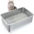 ZuHucpts Stainless Steel Cat Litter Box, Large Metal Litter Pan for Cats (20″ Lx14 Wx6 H)