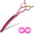 Professional Curved Chunkers Shears Dog Grooming 7.5” Rainbow Curved Thinning Dog Grooming Scissors for Large Dogs Pet 35 Teeth Japan 440C(Curved Chunkers,Rose Red)