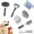 Dog and Cat Grooming Brush Shedding Kit. Brush for dogs and cats, double sided rake comb, bath brush, flea comb, stainless steel comb will give comfort to your pets. (Grey)