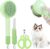Cat Hair Brush for Deshedding, 3 in 1 Pet Hair Removal Comb Grooming Kit with Nail Clippers & Hair Knots Removal Comb, Pet Self Cleaning Slicker Brush for Long Short Haired Cats Dogs Kitten (Green)