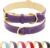 Genuine Leather Dog Collar, Soft Padded Dog Collar Leather, Breathable Heavy Duty Pet Collars with Durable Metal Buckle for Small Medium Large and Extra Large Dogs(M, Purple)