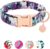 Soft Cotton Dog Collar, Adjustable Durable Dog Collar with Metal Buckle, Purple Floral with Pendant Girl Boy Dog Collars Gift for Small Medium Large Dogs, XS