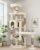 Globlazer Extra Large Platform Cat Tree, 65in Sturdy Cat Scratching Tree for Indoor Cats Large Adult, Big Cat Perch Tower with 3 Padded Perches, 6 Scratching Posts, Cat Condo, Hammock, S65, Beige