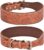Leather Dog Collar, for Large, Medium & Small Dogs, PU Leather Collar with Embossed Print (L, Brown)