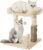 Made4Pets Cat Scratching Post with Large Cat Bed Perch for Indoor Cats, Small Cat Tree Tower with Sisal Cat Scratcher Post & Pad 6-in-1 with Self Groomer Brush & 2 Toy Balls for Kittens, Beige