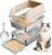 23.6″x16″x12″ Stainless Steel Sifting Litter Box with Lid, XL Sifting Litter Box for Pine Pellets Less Tracking, High Sides Metal Litter Tray with Removable Drawer Pan, Anti-Leakage, Easy Cleaning