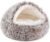 NOYAL Dog Bed Round Hooded Plush Cat Cave Donut Anti Anxiety Fluffy Dog Bed for Small Medium Dog and Cat