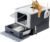 Marchul Stainless Steel Cat Litter Box with Lid & Drawer, Adjustable Front Entry Top Exit Kitty Box, Large Metal Covered Litter Box with Scoop & Litter Mat, Dark Gray