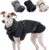 Dog Cold Weather Coats Pet Water-Resistant Jackets Snow Clothes Harness Suit Winter Gear (Black, Medium)