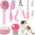 VCZONE 8 Pcs Cat Brush Grooming Kits, Pet Self Cleaning Kit with Pet Nail Clipper and File, Flea Comb, Pet Shampoo Bath Brush, Pet Shedding Brush, Silicone Toothbrush (Pink)