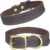 QRDA Brown Leather Dog Collar with Durable Hardware Buckle and D Ring Adjustable Pet Collar for Small Dogs