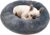 Dogs Bed for Small Dogs, Anti-Anxiety Washable Round Bed (Dark Grey, 24.0″ L x 24.0″ W x 8.0″ Th)
