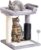 Made4Pets Cat Scratching Post with Large Bed Perch & Self Groomer Brush for Indoor Cats, Small Cat Tree Tower with Sisal Cat Scratcher Post & Pad / 2 Balls Toy, 6-in-1 for Kittens, Grey