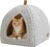 PAWZ Road Cat Bed for Indoor Cats, Foldable Cat House Convertible to Bed with Washable Cushion, Non-Slip Bottom, Portable Pet Bed for Kitten and Small Dog, Beige