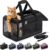 Conlun Cat Carrier Airline Approved, Soft-Sided Dog Carrier with Inner Safety Leash, Pet Transport Carrier for Small-Medium Cats Puppies up to 15 Lbs, Collapsible Travel Kitten Carrier Bag -Black M