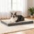 Waterproof Dog Bed Large-Orthopedic Support & Egg Crate Foam Dogs Mat, Soft & Cozy Dog Crate Pad with Non-Slip Bottom and Machine Washable Cover, Large Pet Mat Beige