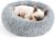 Dog & Cat Bed, 20in Cat Beds for Indoor Cats, Calming Donut Bed for Puppy and Kitten, Washable Round Fluffy Pet Bed for Small Medium Dogs and Cats (Light Grey)